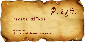 Piriti Ákos névjegykártya